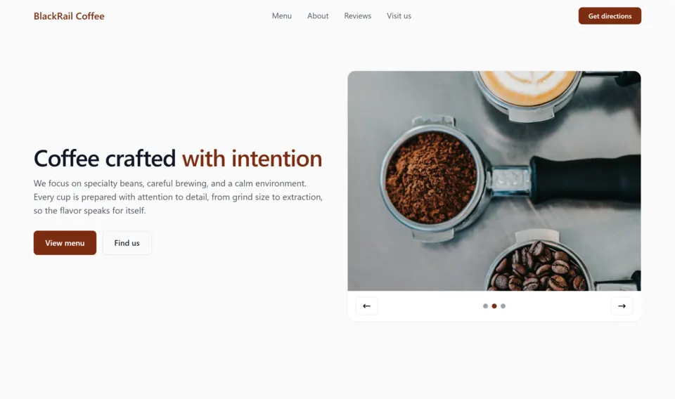 Landing para cafetería — Concepto de landing page, Jumalancers
