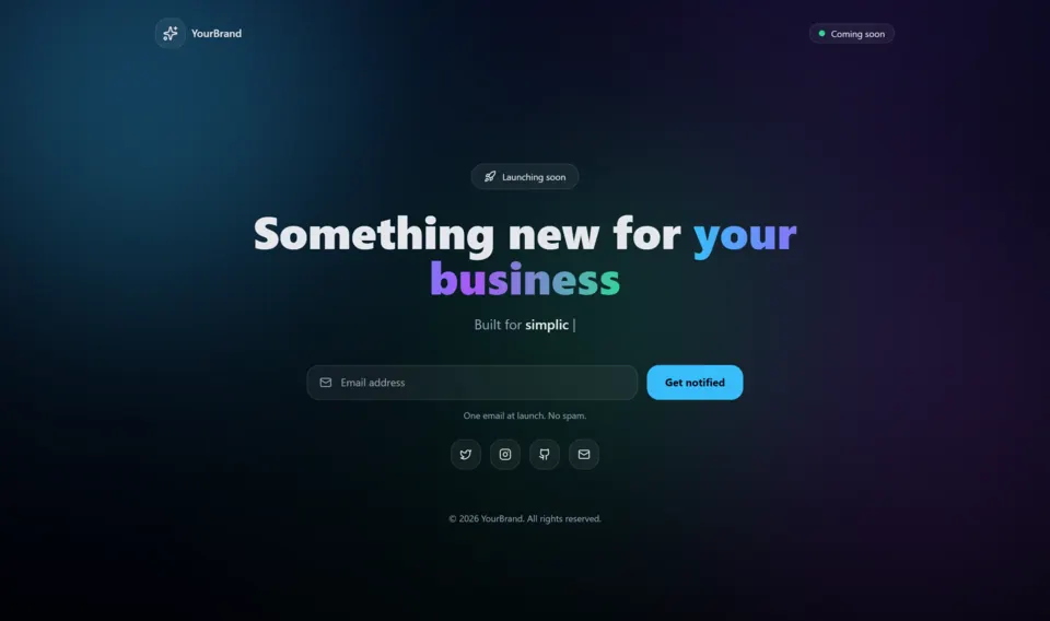 Página de lanzamiento — Plantilla coming soon, Jumalancers