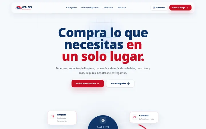 Captura del catálogo en línea de Waldo Distribuciones