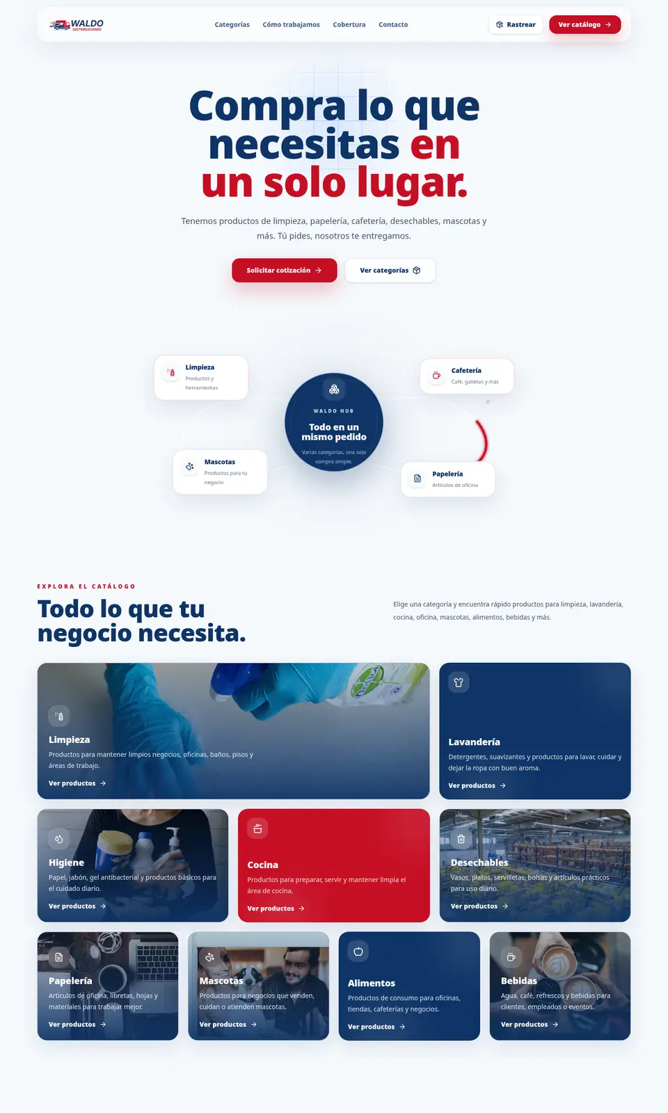 Sitio web de Waldo Distribuciones, distribuidora + catálogo con cotizador en Tijuana, BC, diseñado por Jumalancers